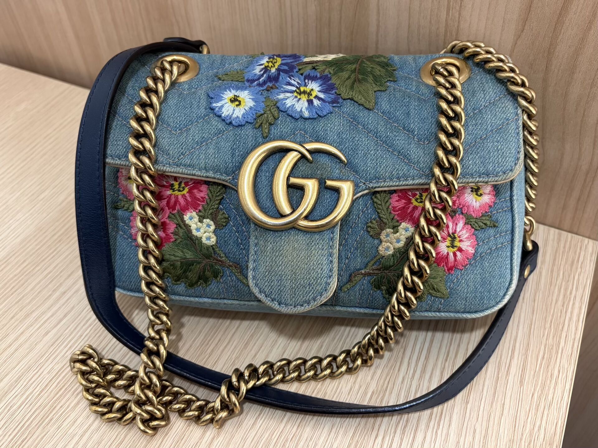GUCCI グッチ デニム チェーンショルダーバッグ 446744